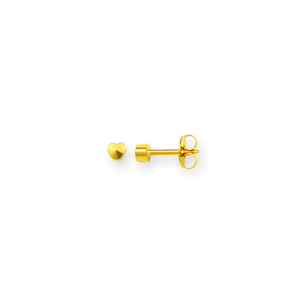 Caflon heart shaped ear piercing studs in gold coloured stainless steel ...