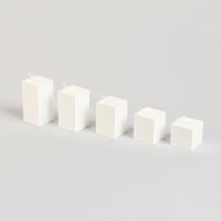 Set of 5 matt white plexiglass square ring stands, with rod - H 2 - 2.5 - 3 - 3.5 - 4cm